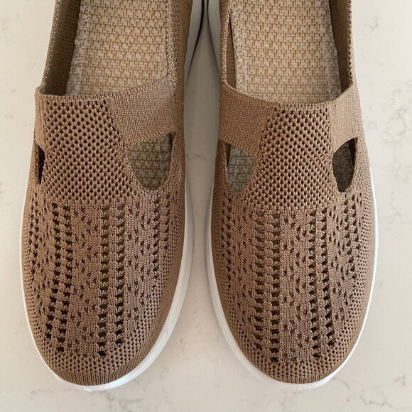 Women's Breathe Solid Color Soft Slip On Knit Orthopedic Sneaker Tan 40 - Picture 5 of 10